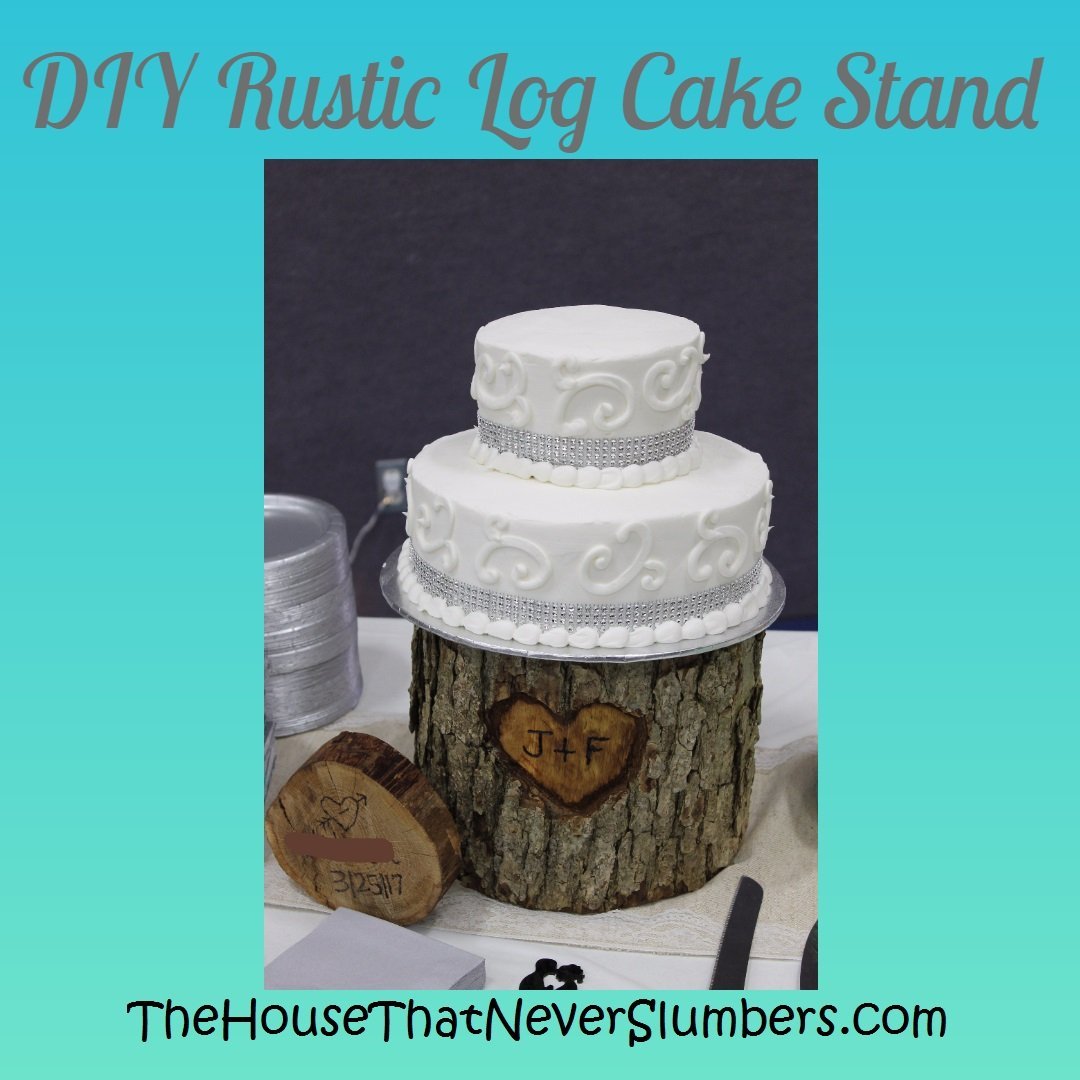 DIY Rustic Log Wedding Cake Stand - Check out full instructions.