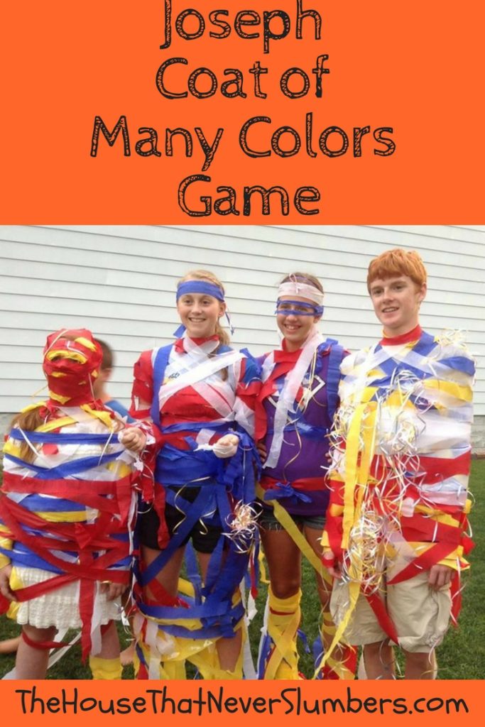 Joseph and the Coat of Many Colors Game - Don't miss this great youth ministry game for your Joseph Bible lesson. This idea is perfect for Sunday School, youth group, or Vacation Bible School. #joseph #sundayschool #youthgroup #bibleschool #biblegames #homeschooling