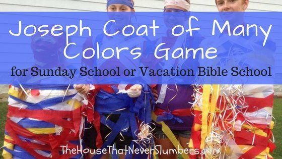 Joseph and the Coat of Many Colors Game - Don't miss this great youth ministry game for your Joseph Bible lesson. This idea is perfect for Sunday School, youth group, or Vacation Bible School. #joseph #sundayschool #youthgroup #bibleschool #biblegames #homeschooling