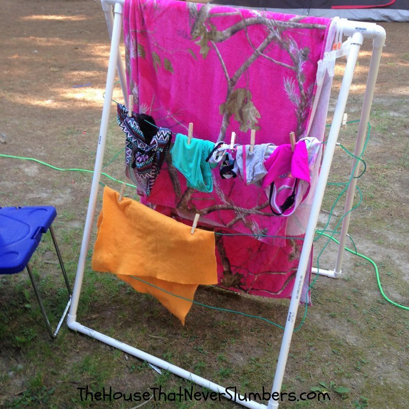 Camping Hacks from a Clueless Camper - PVC drying rack #camping #campinghacks #travel #vacation