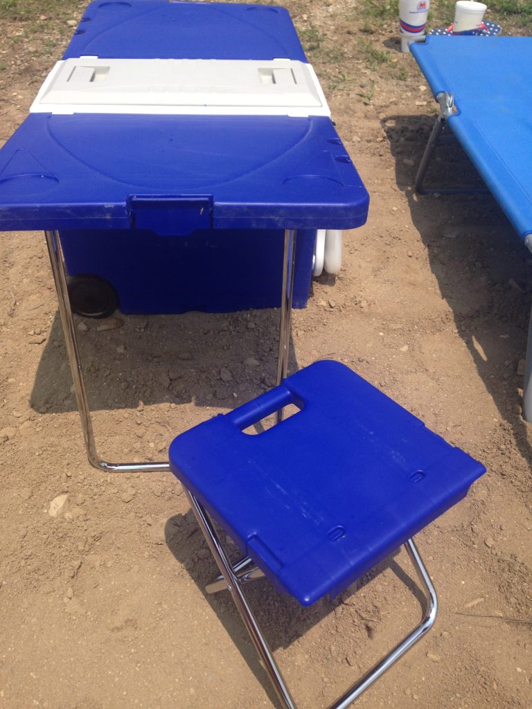 Multifunction rolling cooler with online table and 2 chairs