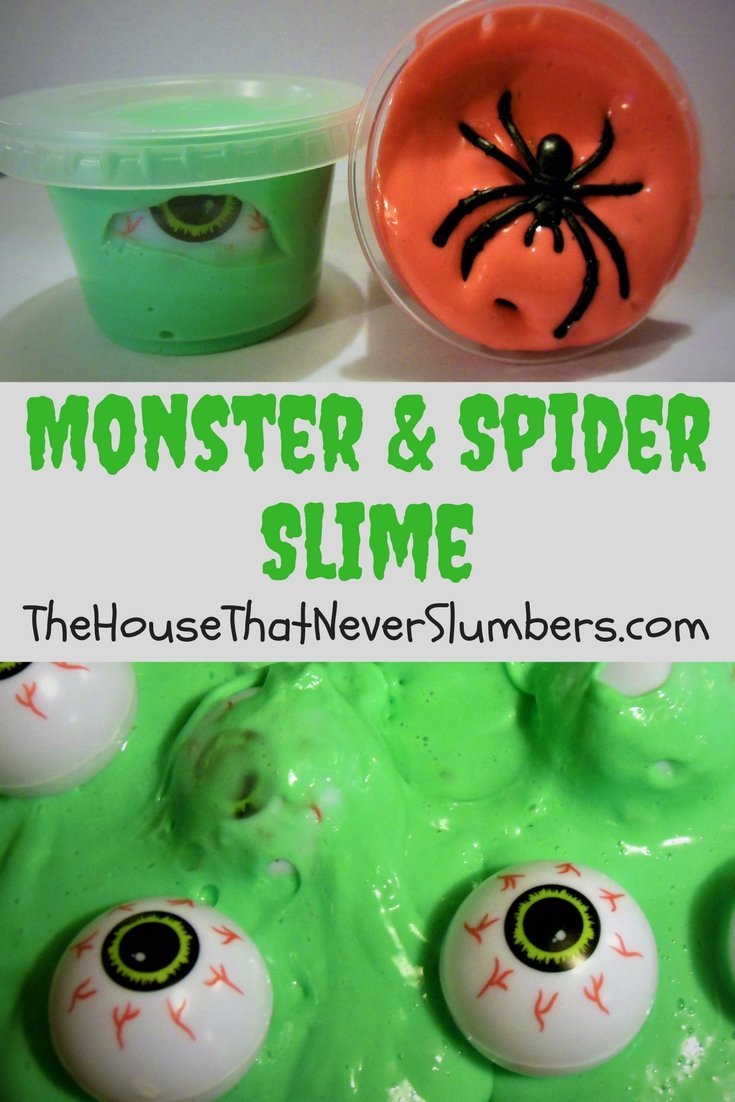 Monster Eyeball and Spider Slime Video Tutorial - #slime #DIY #kidsinthekitchen #scienceproject #Halloween #monsterparty #creepyslime