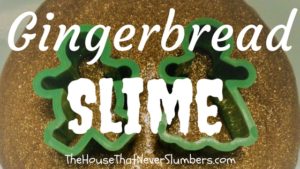 This Gingerbread Glitter Slime is a great snow day activity! Your kids will love this DIY slime project, and it makes your kitchen smell so amazing.
