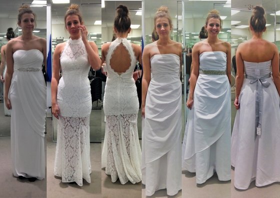 How to Find the Perfect Cheap Wedding Dress - My daughter trying on different dresses