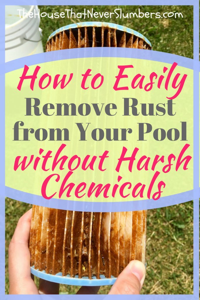 How to Remove Rust from Your Swimming Pool without Chemicals - Are you having trouble removing rust from your swimming pool? Find out how you can use cheap, white socks to filter rust from your pool water. #summer #swimmingpool #poolcare #poolwater