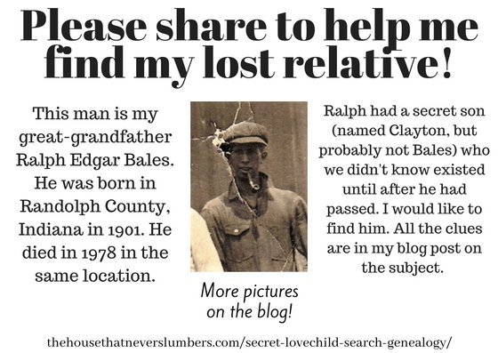 Search for Secret Lovechild of Ralph Bales - #genealogy #familyhistory #familytree #indianahistory
