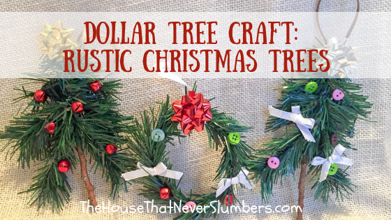 Dollar Tree Craft - Rustic Christmas Tree - Looking for an easy craft for your next holiday gathering? Let us teach you how to make these adorable Rustic Christmas Trees using cheap supplies from the Dollar Tree! #christmas #christmascraft #DIY #dollartree #easycraft #crafting