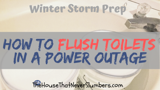 How to Flush Toilets in a Power Outage - Flushing toilets can become a major problem with no electricity, but with a little planning, you can make several flushes possible. Find out the easy way to flush toilets in a power outage. #winterstorm #flushtoilets #poweroutage #icestorm #survival #offgrid