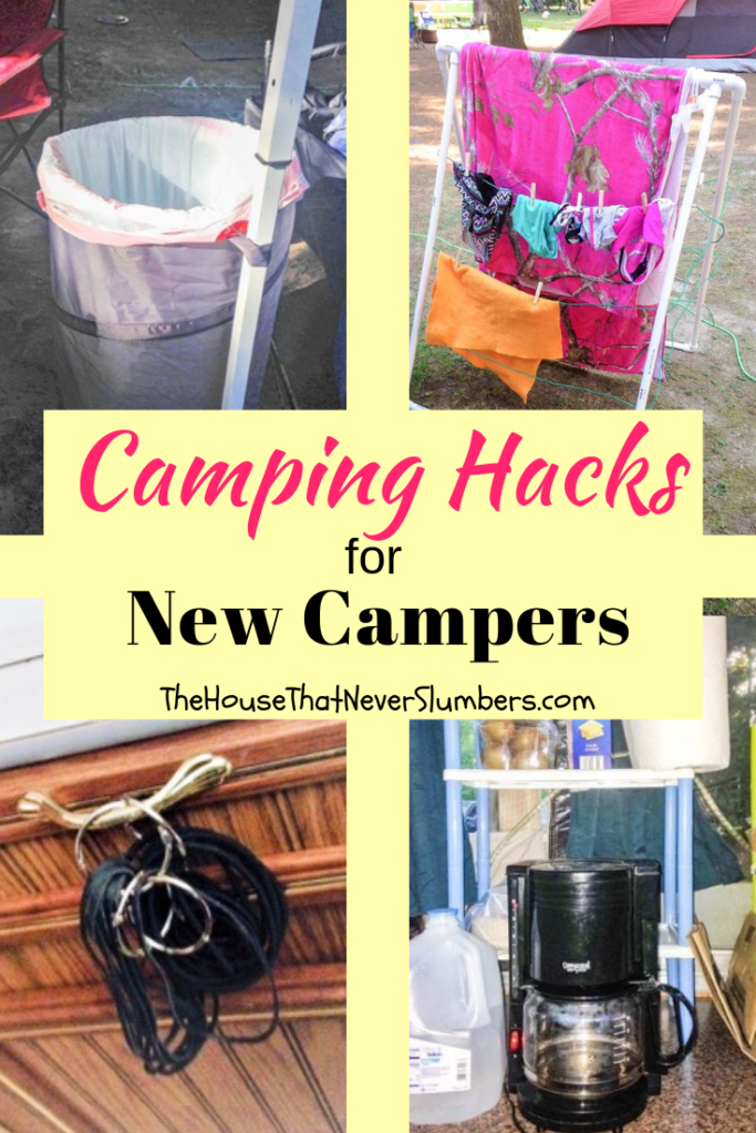 4 Camping Hacks from a Clueless Camper - Make your next camping trip your best ever with these simple camper hacks and tips! Whether you're a newbie camper or a longtime veteran in an RV, you don't want to miss these ideas for camper organization. #camping #campinghacks #camper #offgrid #popupcamper #RV #campground #travel