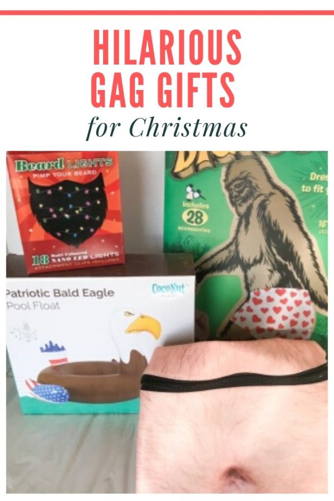 Hilarious Gag Gifts for Christmas - Big Foot dress-up, beard Christmas lights, bald eagle pool float, man gut fanny pack