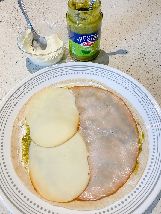 Assembly of a Low Carb Turkey Pesto Pinwheel